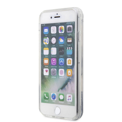 Apple iPhone 7 Kılıf Karl Lagerfeld Sıvılı Simli Karl Head Dizayn Kapak Pembe