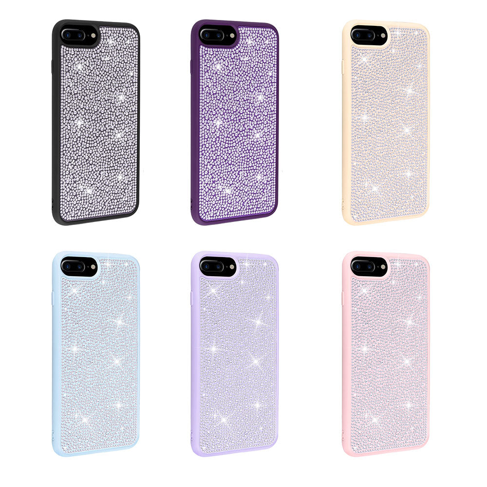 Apple iPhone 7 Plus Case Shiny Stone Design Zore Stone Cover Black