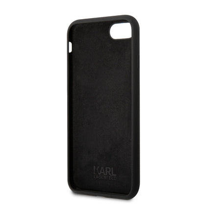 Apple iPhone 8 Kılıf Karl Lagerfeld Silikon Choupette Dizayn Kapak Siyah