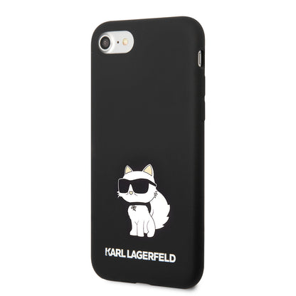 Apple iPhone 8 Kılıf Karl Lagerfeld Silikon Choupette Dizayn Kapak Siyah