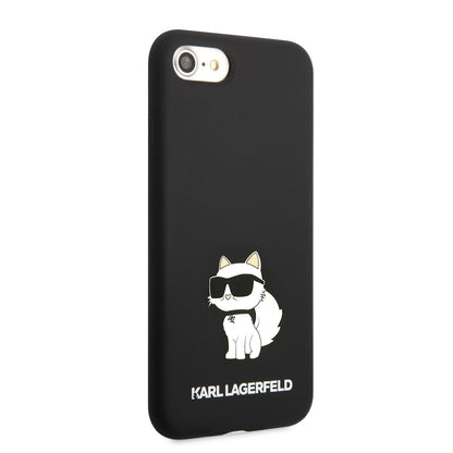 Apple iPhone 8 Kılıf Karl Lagerfeld Silikon Choupette Dizayn Kapak Siyah