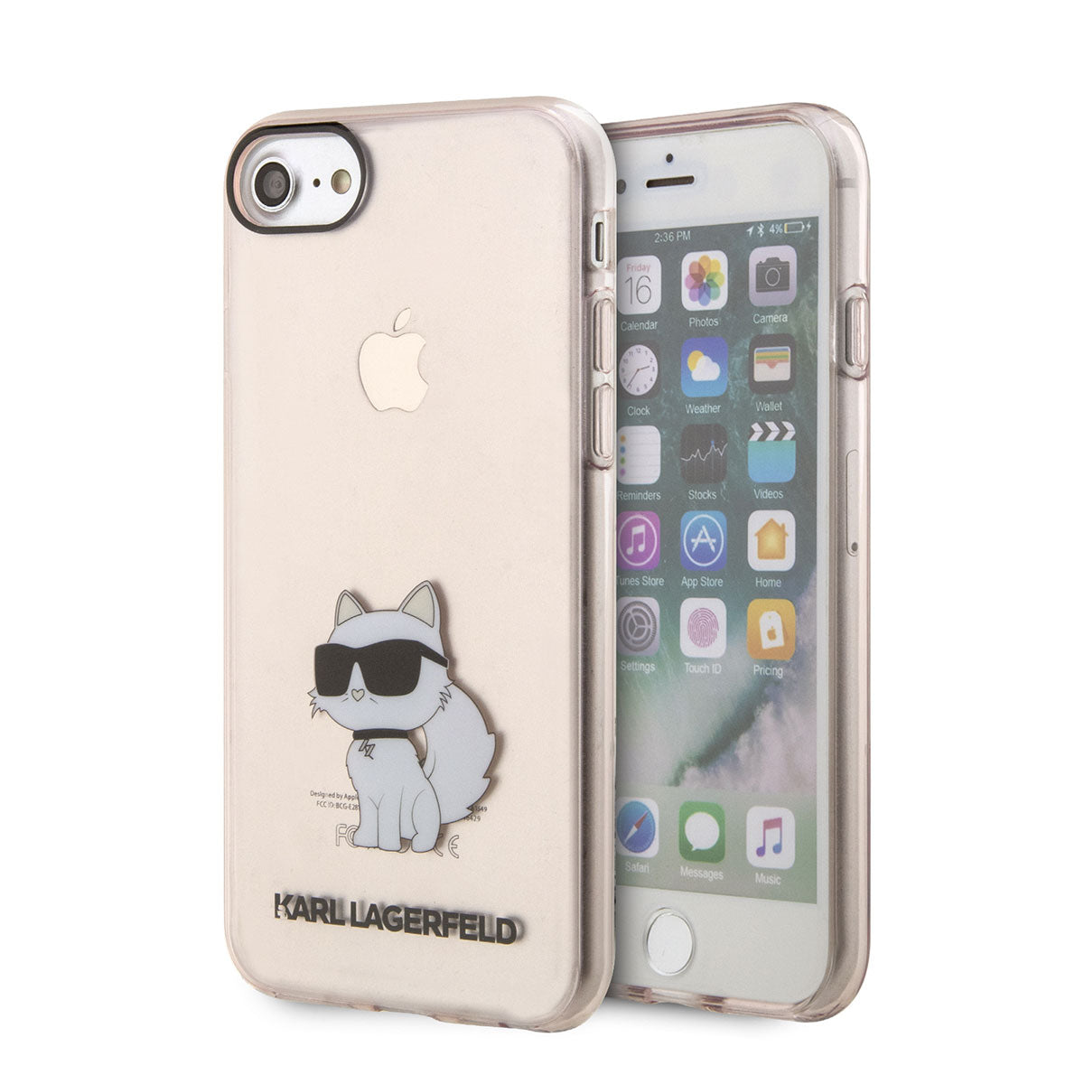Apple iPhone 8 Case Karl Lagerfeld Transparent Choupette Design Cover Pink 