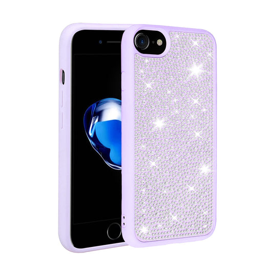 Apple iPhone 8 Case Shiny Stone Design Zore Stone Cover Lilac