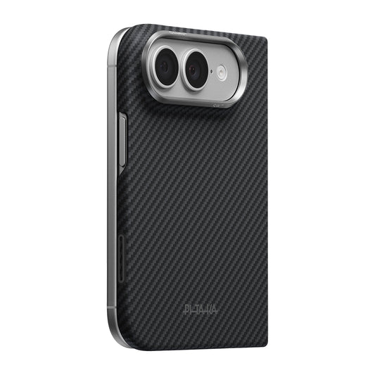 Apple iPhone Duo Kılıf M-safe Şarj Özellikli 600D Aramid Karbon Fiber Pitaka Edge Serisi Black-Grey Twill Kapak