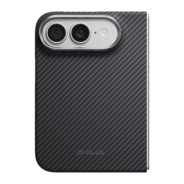 Apple iPhone Duo Kılıf M-safe Şarj Özellikli 600D Aramid Karbon Fiber Pitaka Edge Serisi Black-Grey Twill Kapak