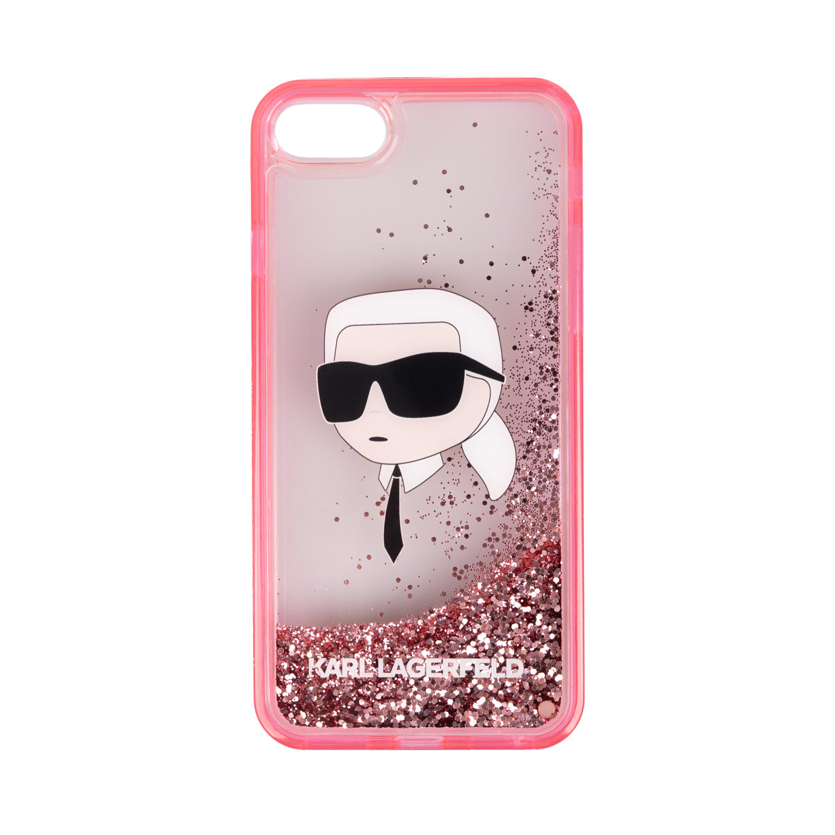 Apple iPhone SE 2020 Kılıf Karl Lagerfeld Sıvılı Simli Karl Head Dizayn Kapak Gümüş
