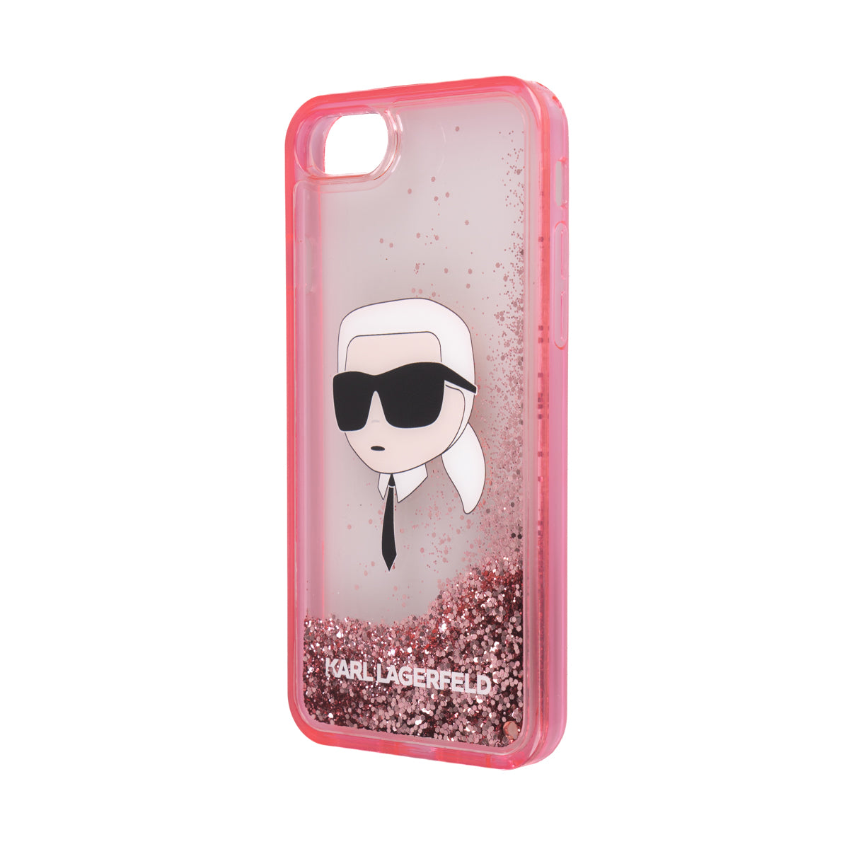 Apple iPhone SE 2020 Kılıf Karl Lagerfeld Sıvılı Simli Karl Head Dizayn Kapak Gümüş