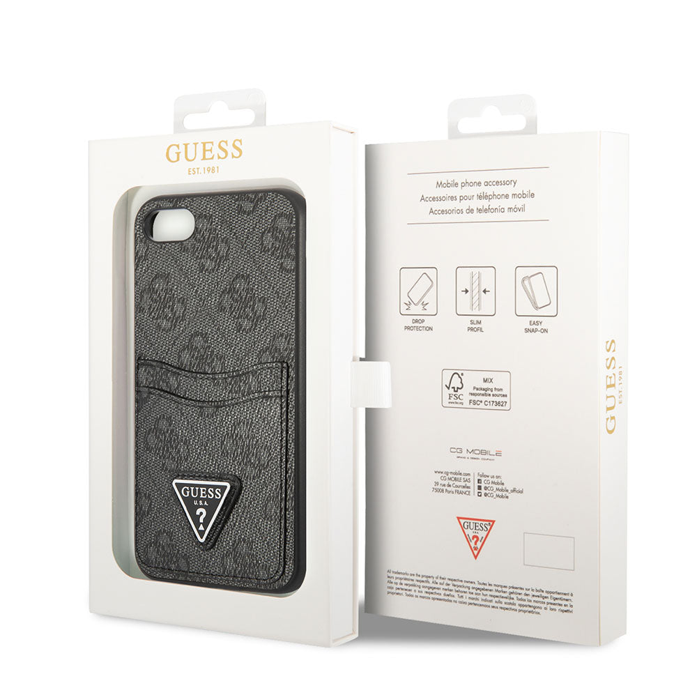 Apple iPhone SE 2022 Case GUESS Double Card Holder Cover Brown