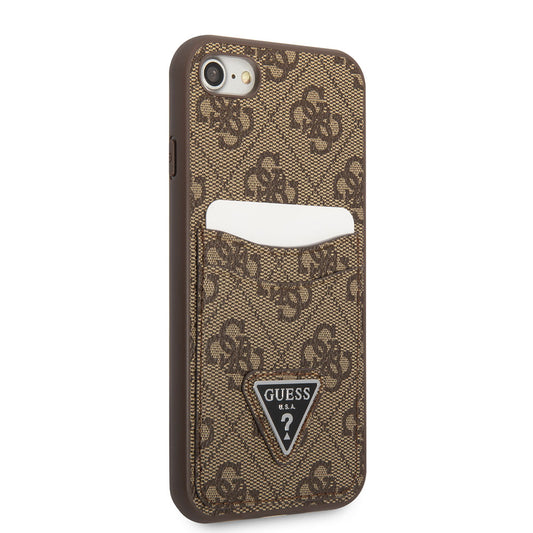 Apple iPhone SE 2022 Case GUESS Double Card Holder Cover Brown