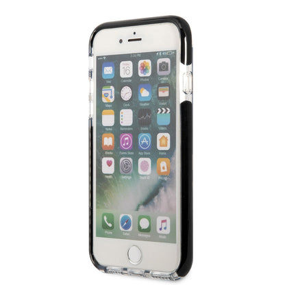 Apple iPhone SE 2022 Kılıf Karl Lagerfeld Kenarları Siyah Silikon K&C Dizayn Kapak Beyaz