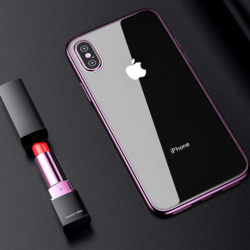 Apple iPhone X Benks Magic Glitz Ultra-Thin Transparent Protective Soft Cover Purple