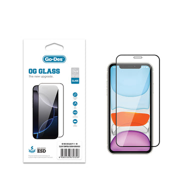 Apple iPhone XR 6.1 Go Des OG Glass Antistatic Tempered Glass Screen Protector Transparent