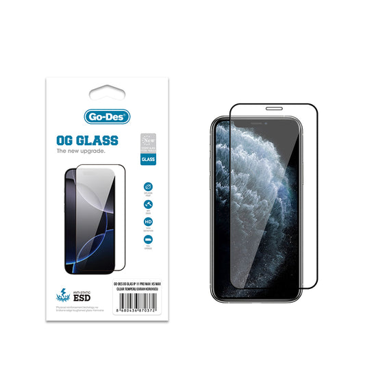 Apple iPhone XS Max 6.5 Go Des OG Glass Antistatic Tempered Glass Screen Protector Transparent