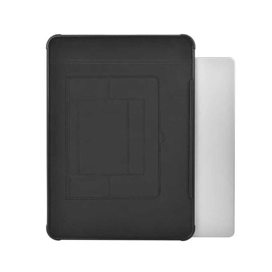 Apple Macbook Pro 16.2 2023 A2780 Wiwu Defender Stand Case Taşınabilir Standlı Magnetik PU Laptop Çantası Siyah
