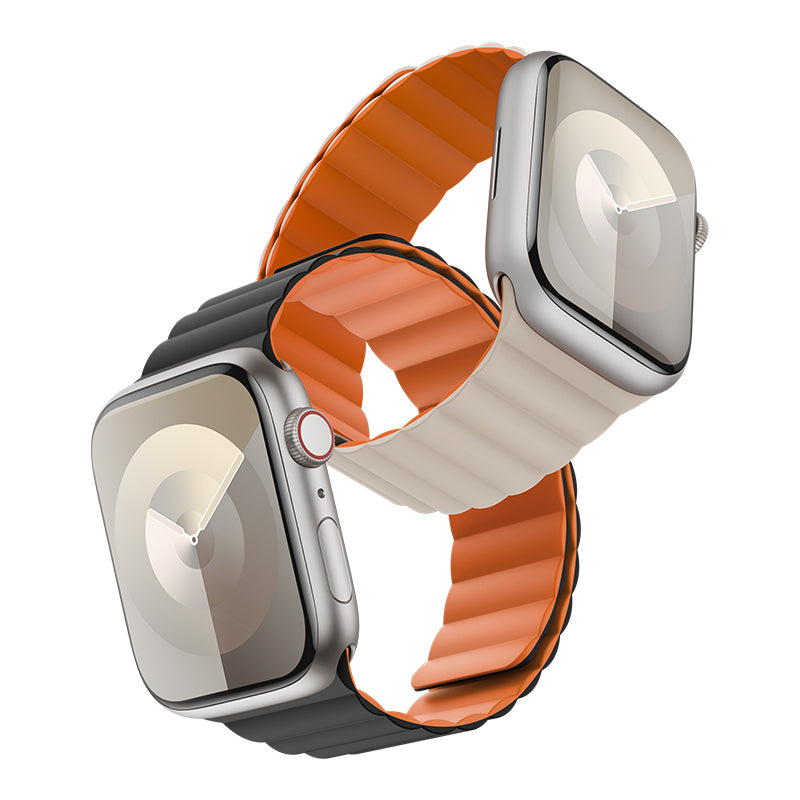 Apple Watch 10 42mm Benks Magnetik Tak Çıkar Silikon Strap Kayış Starlight-Turuncu