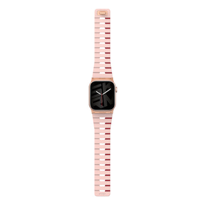 Apple Watch 10 42mm Skinarma Gemini Serisi TPU Magnetik Silikon Kordon Siyah-Pembe