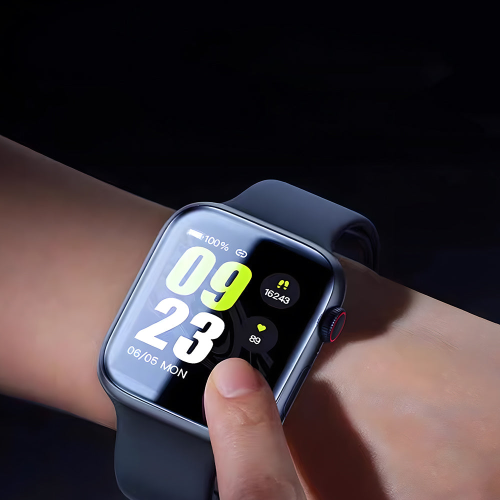Apple Watch 10 42mm Wiwu JD-107 Easy Install Serisi HD Ekran Koruyucu Film + Kolay Uygulama Aparatı Siyah