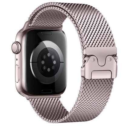 Apple Watch 10 42mm Zore KRD-121 Metal Hasır Kordon Pembe
