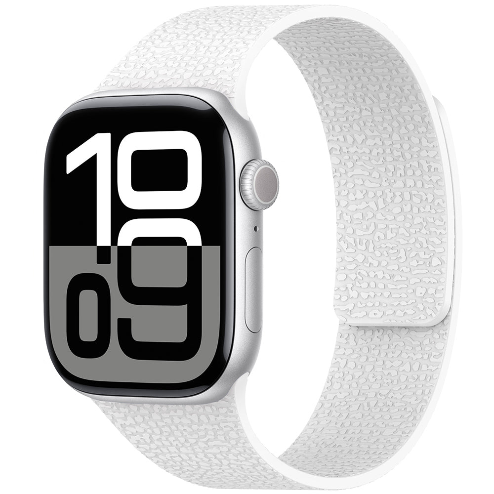 Apple Watch 10 42mm Zore KRD-136 Kabartma Desenli Silikon Kordon Beyaz