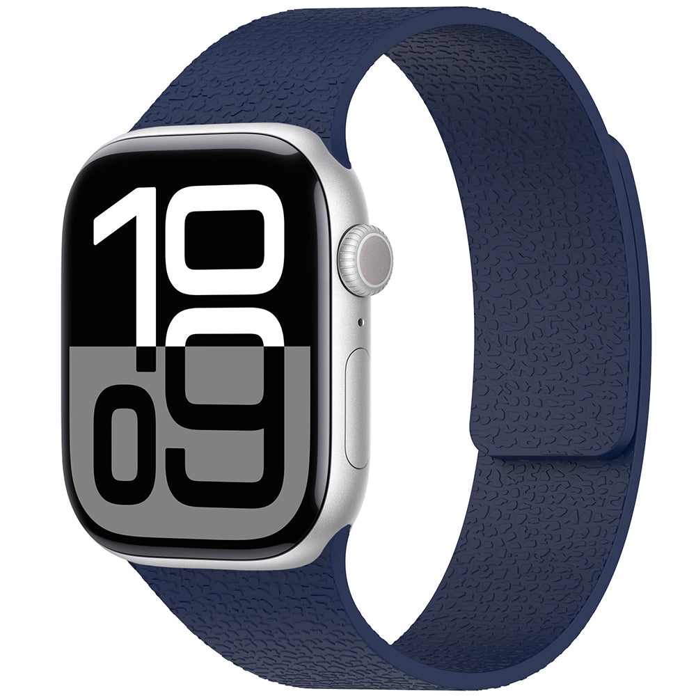 Apple Watch 10 42mm Zore KRD-136 Kabartma Desenli Silikon Kordon Lacivert