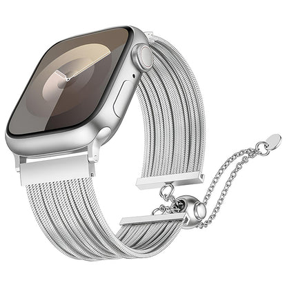Apple Watch 10 42mm Zore KRD-137 Metal Hasır Kordon Gümüş