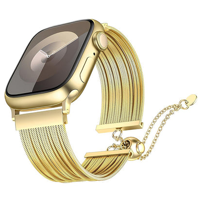 Apple Watch 10 42mm Zore KRD-137 Metal Hasır Kordon Gold