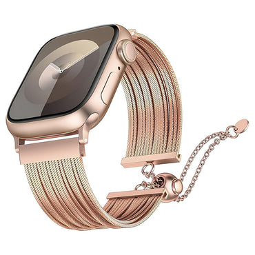 Apple Watch 10 42mm Zore KRD-137 Metal Hasır Kordon Gümüş