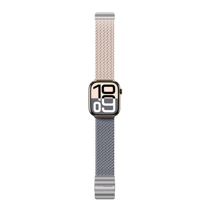 Apple Watch 10 46mm Amazingthing Glamour Blend Hasır Kordon Pembe-Gri