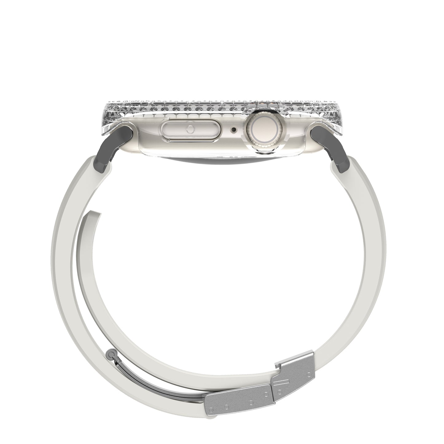 Apple Watch 10 46mm Amazingthing Gleam Fit FullGuard Taşlı Sert PC Kasa ve Ekran Koruyucu Starlight