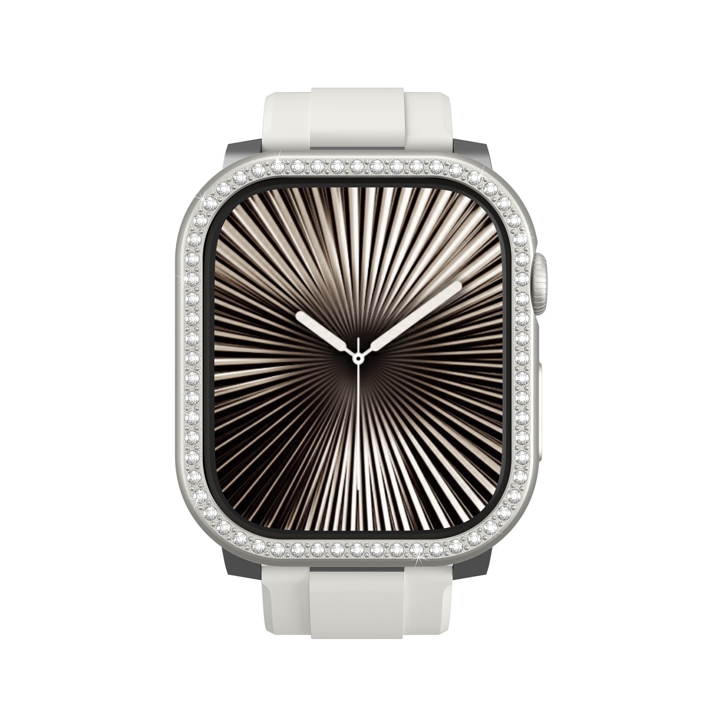 Apple Watch 10 46mm Amazingthing Gleam Fit FullGuard Taşlı Sert PC Kasa ve Ekran Koruyucu Siyah