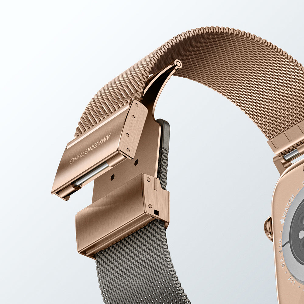 Apple Watch 10 46mm Amazingthing Omni StyleFlip Metal Hasır Kordon Titanyum