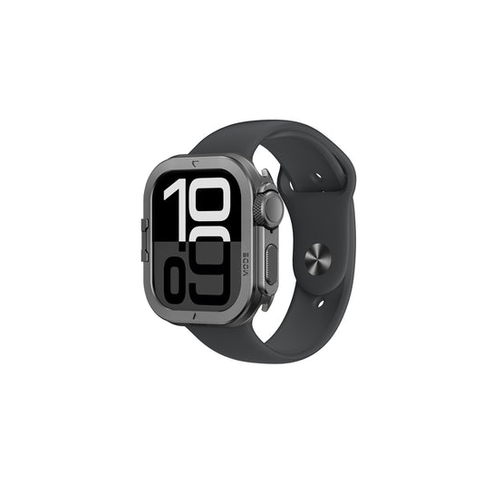 Apple Watch 10 46mm Amazingthing Premium Armor Fit FullGuard Metal Case and Screen Protector Black 