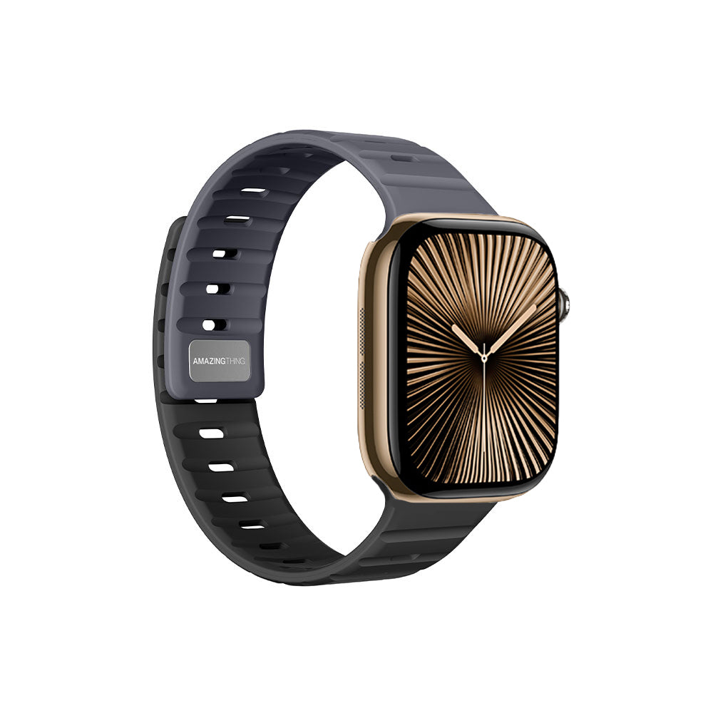 Apple Watch 10 46mm Amazingthing SilqLock Silikon Kordon Strap Kayış Pembe