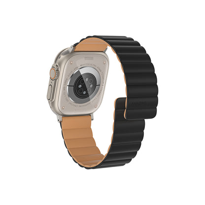 Apple Watch 10 46mm Amazingthing Smoothie Mag Magnetik Tak Çıkar Silikon Strap Kayış Siyah-Turuncu