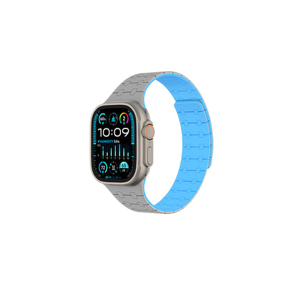 Apple Watch 10 46mm Amazingthing Smoothie Sport Magnetik Tak Çıkar Silikon Strap Kayış Gri-Mavi