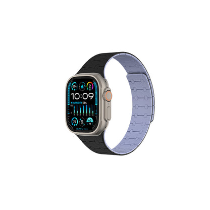 Apple Watch 10 46mm Amazingthing Smoothie Sport Magnetik Tak Çıkar Silikon Strap Kayış Siyah-Mor