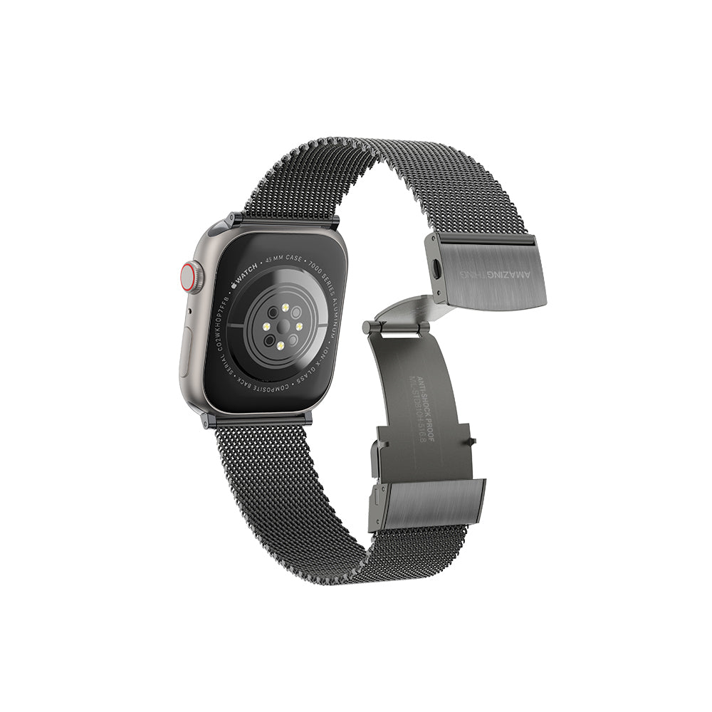 Apple Watch 10 46mm Amazingthing Titan Metal Hasır Kordon Siyah