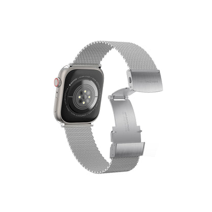 Apple Watch 10 46mm Amazingthing Titan Metal Hasır Kordon Gümüş