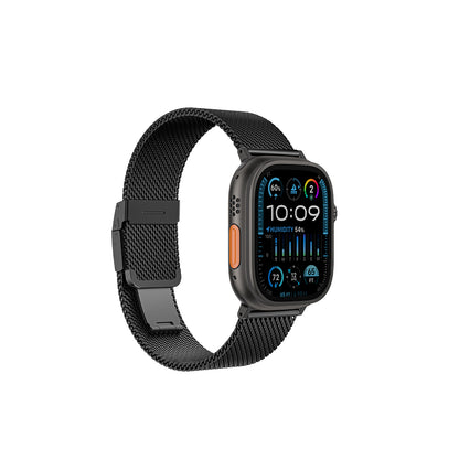 Apple Watch 10 46mm Amazingthing Titan Premium Metal Hasır Kordon Siyah