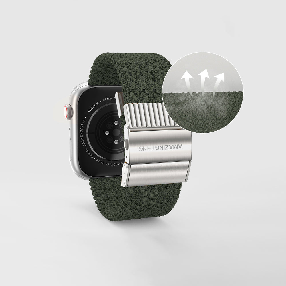Apple Watch 10 46mm Amazingthing Titan Weave 2 Sport Örgü Kordon Gri