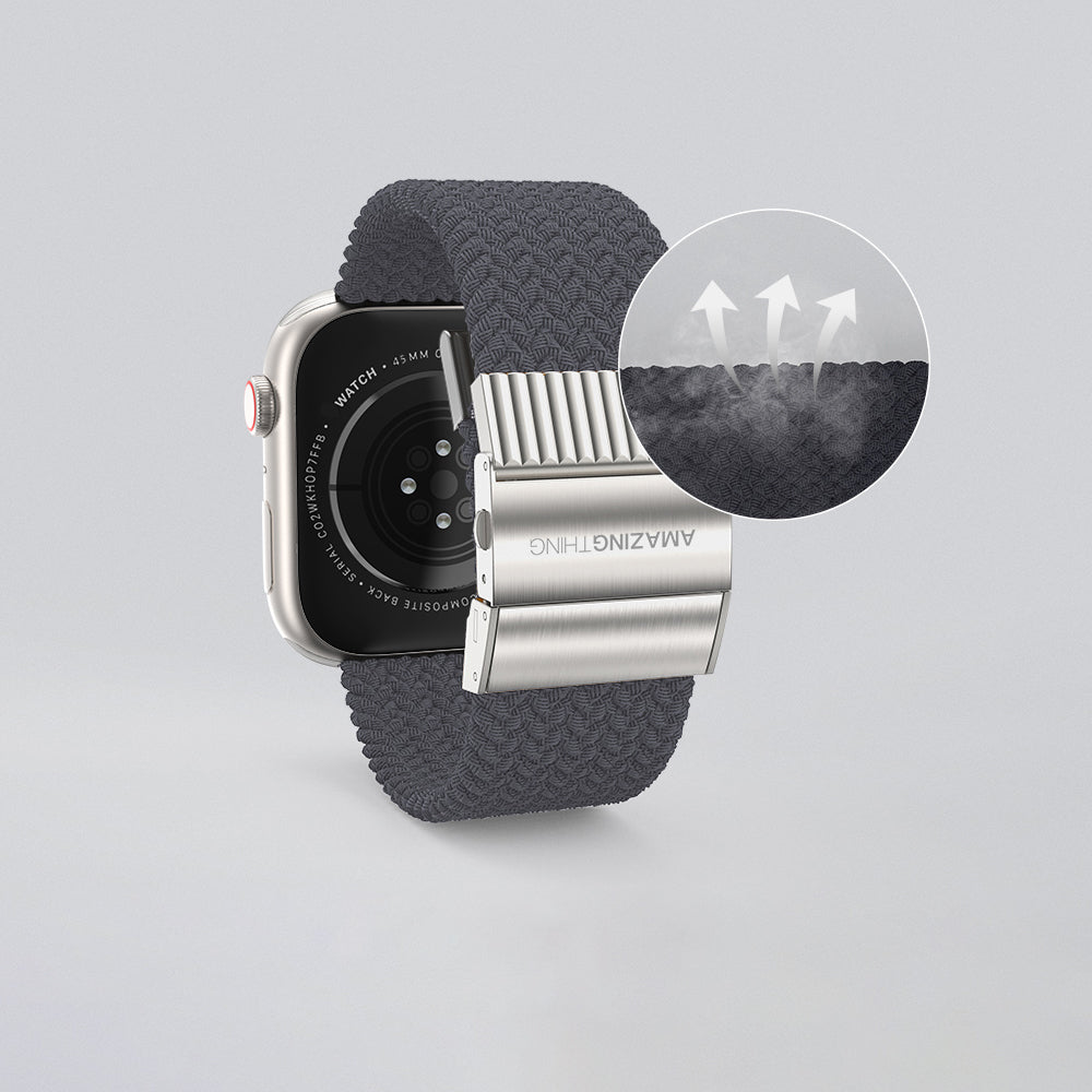Apple Watch 10 46mm Amazingthing Titan Weave 2 Sport Örgü Kordon Gri