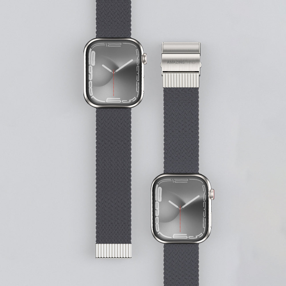 Apple Watch 10 46mm Amazingthing Titan Weave 2 Sport Örgü Kordon Gri