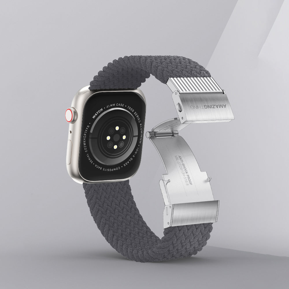 Apple Watch 10 46mm Amazingthing Titan Weave 2 Sport Örgü Kordon Gri