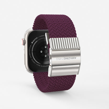 Apple Watch 10 46mm Amazingthing Titan Weave Örgü Sport Kordon Mor