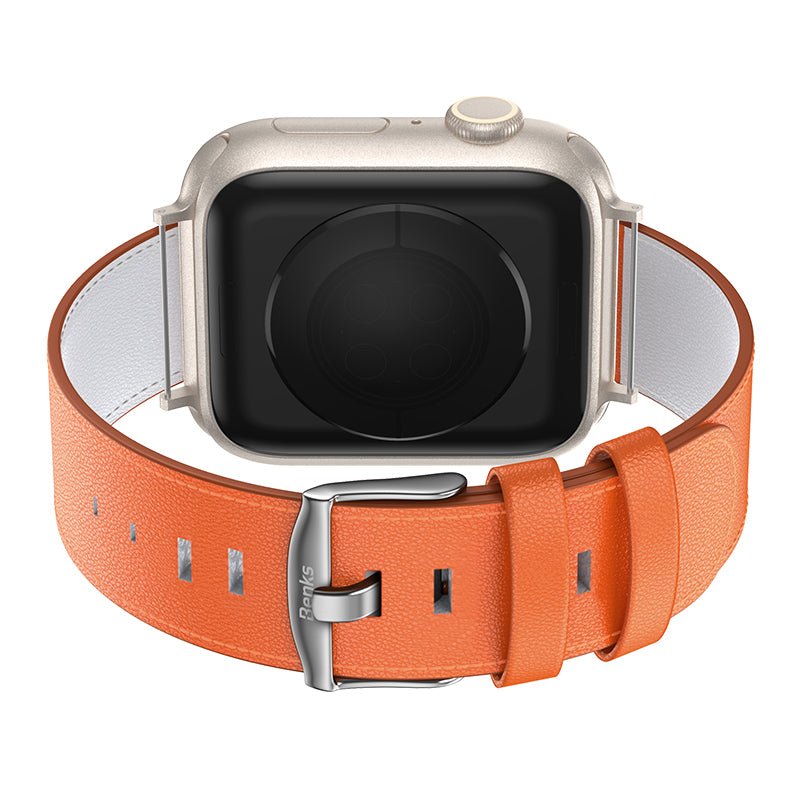 Apple Watch 10 46mm Benks Vintage Genuine Leather Serisi Deri Kordon Strap Kayış Siyah