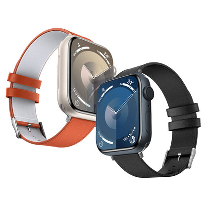 Apple Watch 10 46mm Benks Vintage Genuine Leather Serisi Deri Kordon Strap Kayış Beyaz