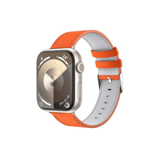 Apple Watch 10 46mm Benks Vintage Genuine Leather Serisi Deri Kordon Strap Kayış Turuncu