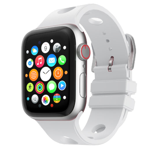 Apple Watch 10 46mm Delikli Tasarım Zore KRD-147 Silikon Kordon Beyaz