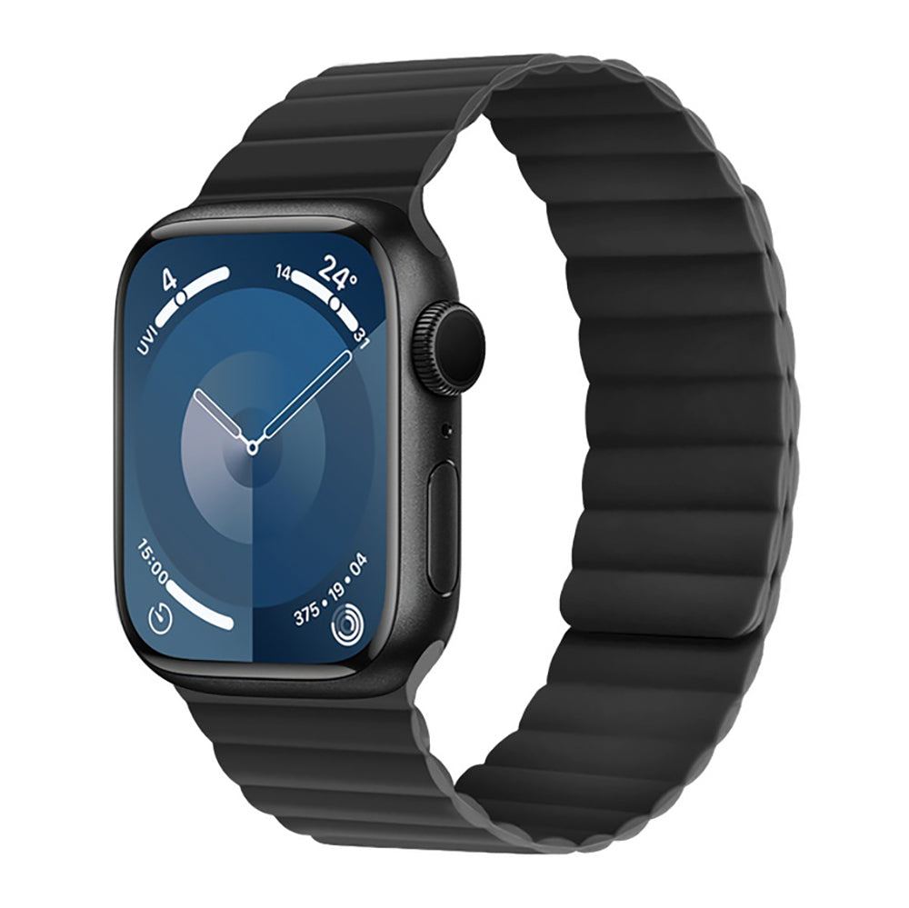 Apple Watch 10 46mm Kordon Raptic Magnetik Tak Çıkar Silikon Strap Kayış Siyah