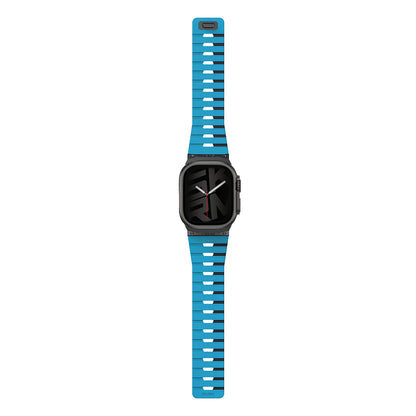 Apple Watch 10 46mm Skinarma Gemini Serisi TPU Magnetik Silikon Kordon Beyaz-Siyah
